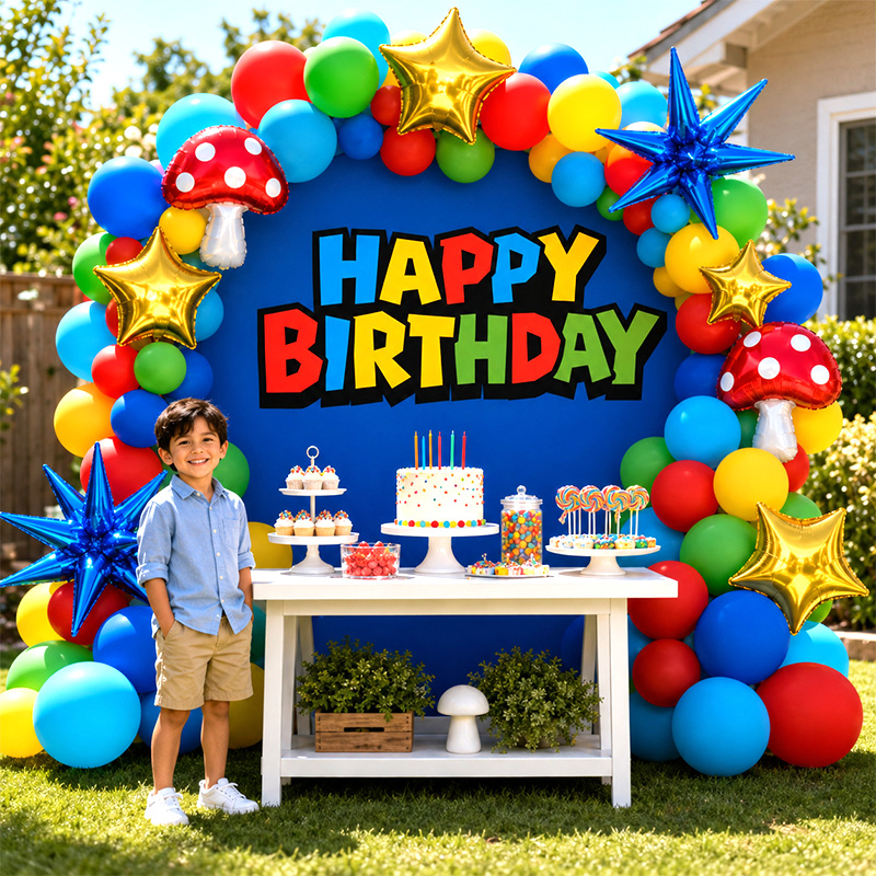 Party Games Mario - Super Bors Rode Paddenstoel Ballonnenboogboeket Met