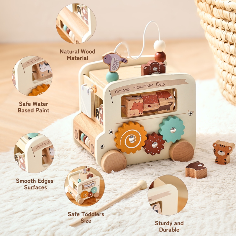 Montessori houten kinderspeelg - Party Games Bus recensie en prijs